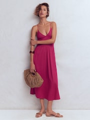 Boden Red Cross Back Jersey Dress - Image 4 of 5