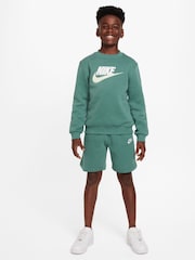 Nike Green Sweatshirt and Shorts Tracksuit Set - Image 1 of 9