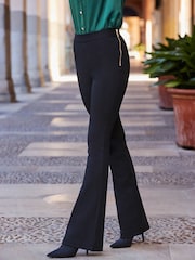 Sosandar Black Petite Body-Sculpting Bandage Kick Flare Trousers - Image 4 of 5