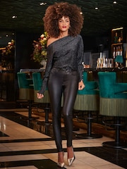 Sosandar Black Petite Chocolate Brown Coated Perfect Skinny Jeans' - Image 3 of 5