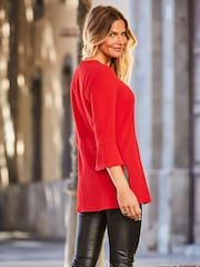 Sosandar Red Petite Animal Print Keyhole Detail Tunic - Image 3 of 5