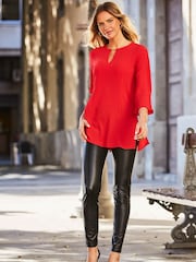 Sosandar Red Petite Animal Print Keyhole Detail Tunic - Image 4 of 5