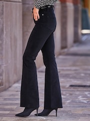 Sosandar Black Petite Velvet Kick Flare Jeans - Image 1 of 5