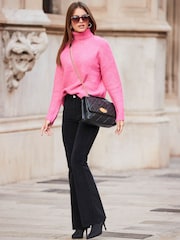Sosandar Black Petite Velvet Kick Flare Jeans - Image 4 of 5
