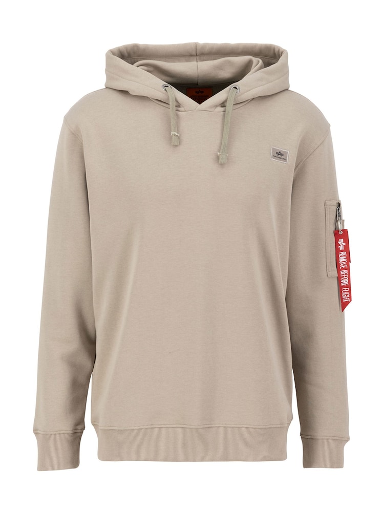 Alpha Industries Cream 100% Cotton Jet Stream Hoodie - Image 3 of 3 Alpha Industries Cream 100% Cotton Jet Stream Hoodie - Image 3 of 3