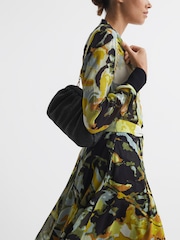 Reiss Black Gia Raffia Clutch Bag - Image 2 of 6