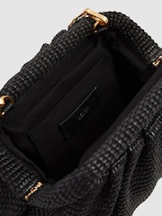Reiss Black Gia Raffia Clutch Bag - Image 3 of 6
