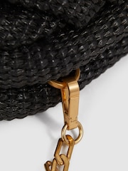 Reiss Black Gia Raffia Clutch Bag - Image 5 of 6