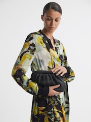 Reiss Black Gia Raffia Clutch Bag - Image 6 of 6