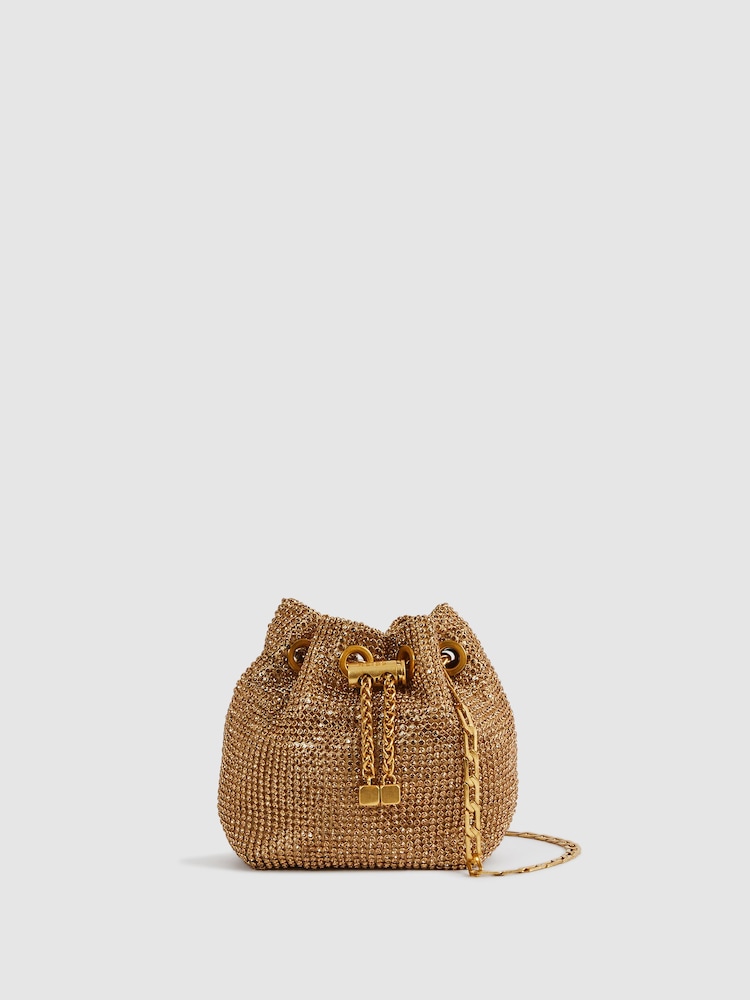 Bolso estilo bombonera pequeño con diseño de cristales Demi de Reiss - Imagen 1 de 5
