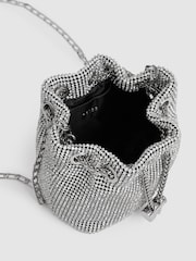 Reiss Silver Demi Crystal Bucket Mini Bag - Image 3 of 6