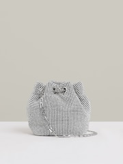Reiss Silver Demi Crystal Bucket Mini Bag - Image 4 of 6