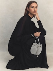 Reiss Silver Demi Crystal Bucket Mini Bag - Image 6 of 6