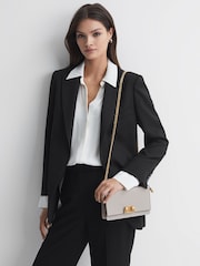 Reiss Grey Picton Leather Chain Crossbody Bag - Image 2 of 5