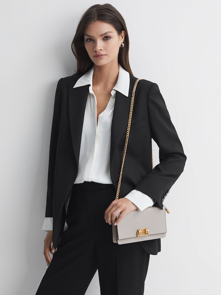 Reiss Grey Picton Leather Chain Crossbody Bag - Image 2 of 5