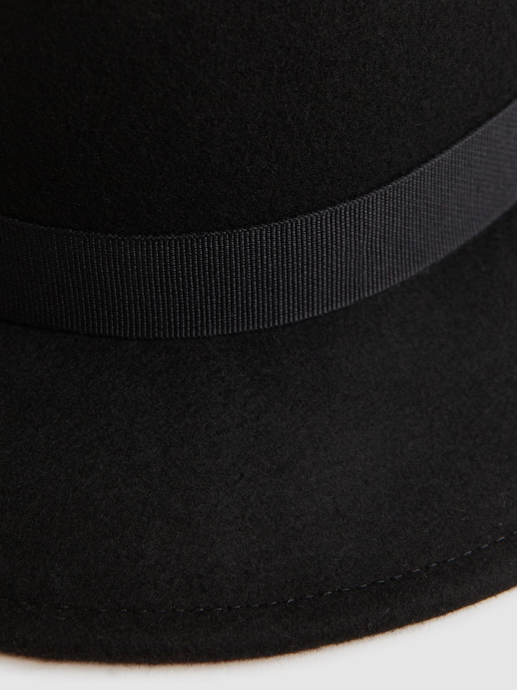 Reiss Black Ally Wool Fedora Hat - Image 5 of 5