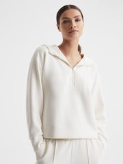Reiss Ivory Jemma Half-Zip Hoodie - Image 1 of 5
