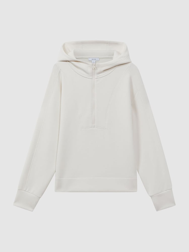 Reiss Ivory Jemma Half-Zip Hoodie - Image 2 of 5