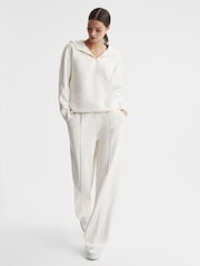 Reiss Ivory Jemma Half-Zip Hoodie - Image 3 of 5