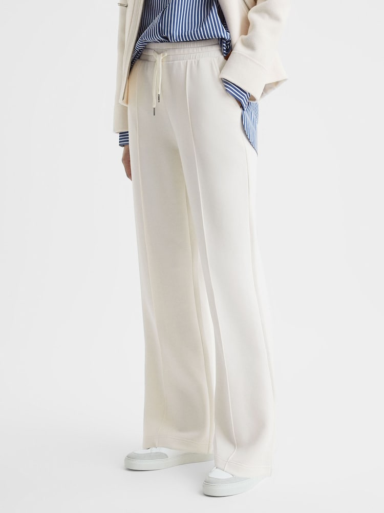 Reiss Ivory Jemma Drawstring Wide Leg Joggers - Image 1 of 5