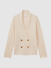 Reiss Cream Sara Wool-Cashmere Double Breasted Cardigan - Image 2 of 5