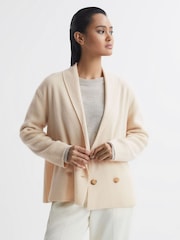 Reiss Cream Sara Wool-Cashmere Double Breasted Cardigan - Image 3 of 5