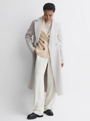 Reiss Cream Sara Wool-Cashmere Double Breasted Cardigan - Image 4 of 5