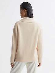 Reiss Cream Sara Wool-Cashmere Double Breasted Cardigan - Image 5 of 5