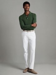 Reiss Hunting Green Trafford Merino Wool Polo Shirt - Image 2 of 6