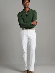 Reiss Hunting Green Trafford Merino Wool Polo Shirt - Image 3 of 6