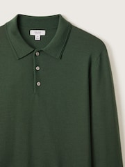 Reiss Hunting Green Trafford Merino Wool Polo Shirt - Image 5 of 6