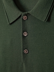 Reiss Hunting Green Trafford Merino Wool Polo Shirt - Image 6 of 6