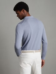 Reiss China Blue Trafford Merino Wool Polo Shirt - Image 3 of 6