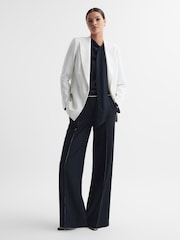 Reiss Navy Hazel Tie Neck Blouse - Image 3 of 5