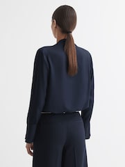 Reiss Navy Hazel Tie Neck Blouse - Image 5 of 5