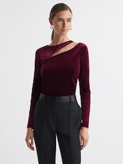 Reiss Berry Mila Velvet Cut-Out Top - Image 1 of 5