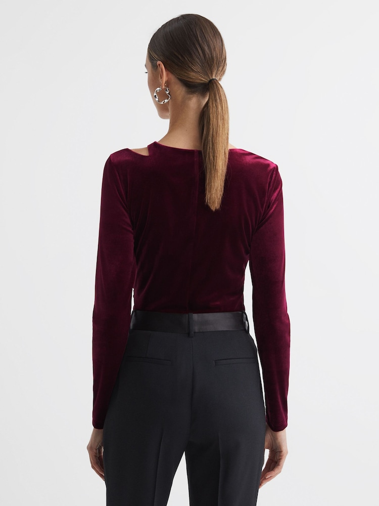 Reiss Berry Mila Velvet Cut-Out Top - Image 5 of 5