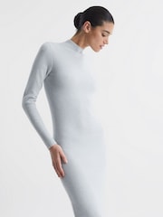 Reiss Grey Mara Knitted Bodycon Midi Dress - Image 6 of 6