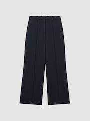 Reiss Navy Willow Wool Blend Wide Leg Pinstripe Trousers - Image 2 of 5