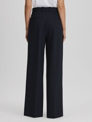 Reiss Navy Willow Wool Blend Wide Leg Pinstripe Trousers - Image 5 of 5