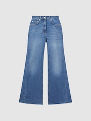 Reiss Mid Blue Calla Mid Rise Wide Leg Jeans - Image 2 of 6