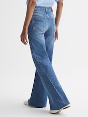 Reiss Mid Blue Calla Mid Rise Wide Leg Jeans - Image 4 of 6