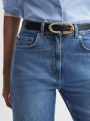 Reiss Mid Blue Calla Mid Rise Wide Leg Jeans - Image 5 of 6