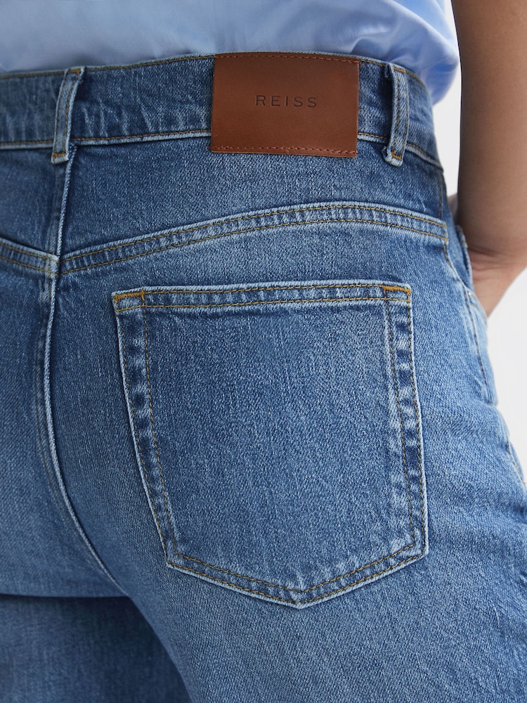 Reiss Mid Blue Calla Mid Rise Wide Leg Jeans - Image 6 of 6