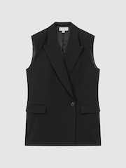 Reiss Black Thea Double Breasted Longline Waistcoat - Image 2 of 6