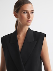 Reiss Black Thea Double Breasted Longline Waistcoat - Image 4 of 6