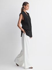 Reiss Black Thea Double Breasted Longline Waistcoat - Image 5 of 6