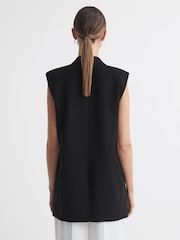 Reiss Black Thea Double Breasted Longline Waistcoat - Image 6 of 6