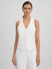 Reiss White Sienna Crepe Adjustable Suit Waistcoat - Image 1 of 5