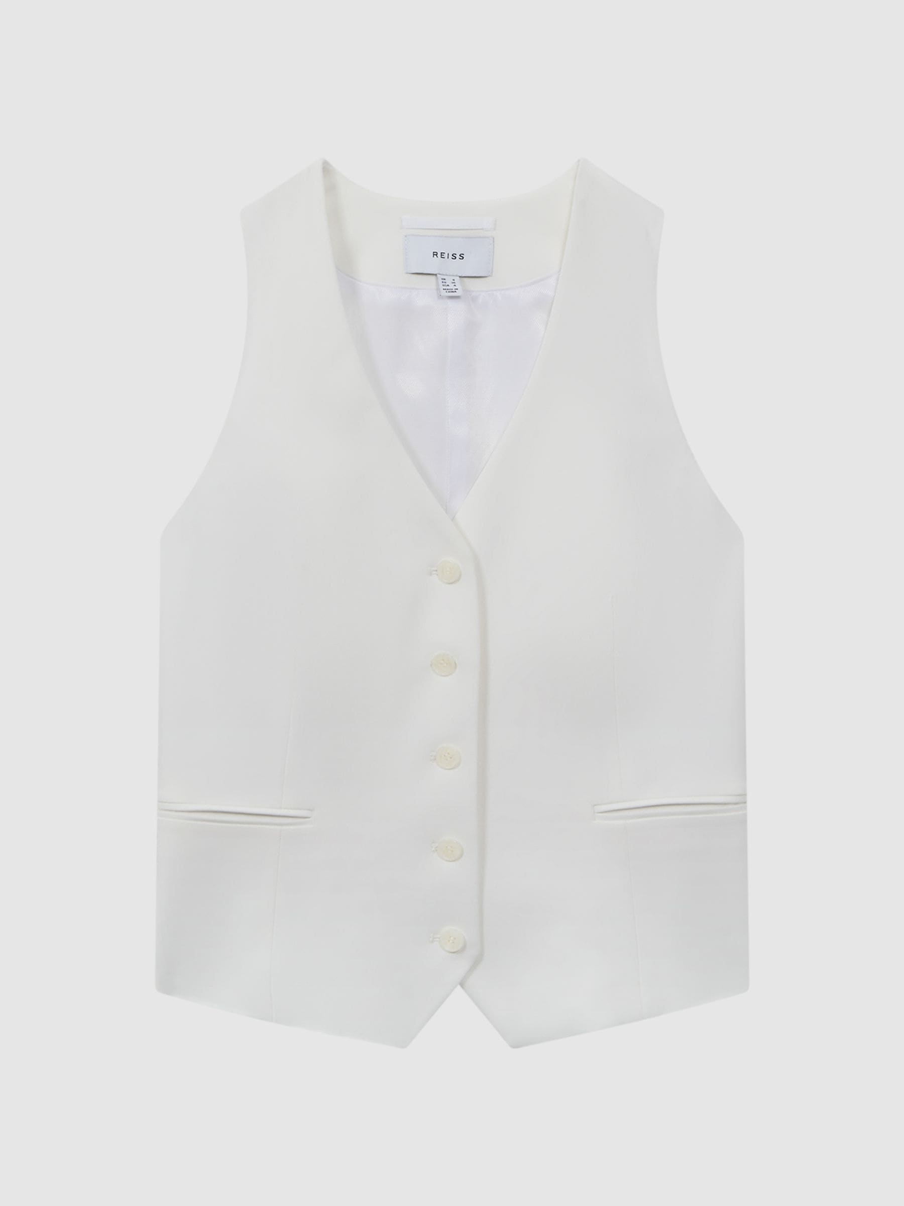 Buy Reiss White Sienna Crepe Adjustable Suit Waistcoat from